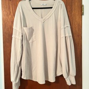 Nue Options Cream Boxy Long Sleeve Blouse
